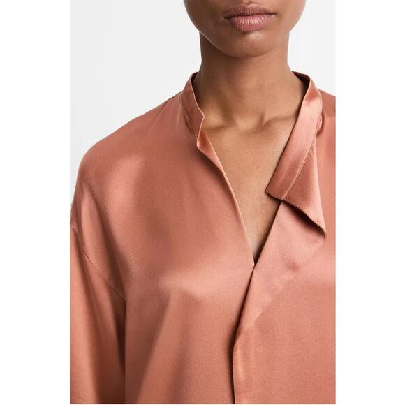 Vince Silk Draped Stand-Collar Blouse Size XS New with Tags - Picture 2 of 7